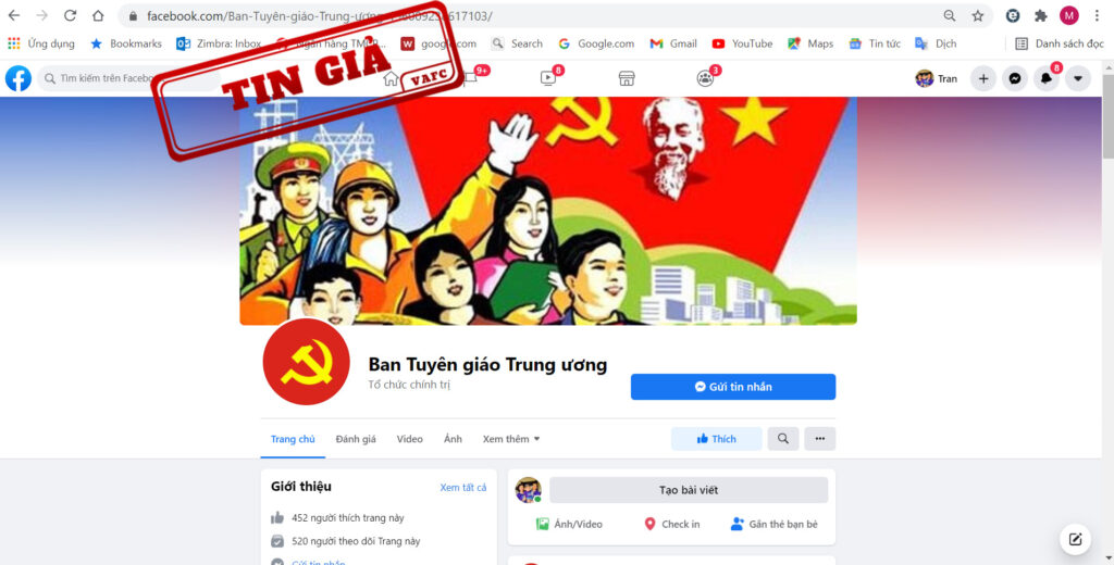 Cảnh báo giả mạo fanpage của Ban Tuyên giáo Trung ương